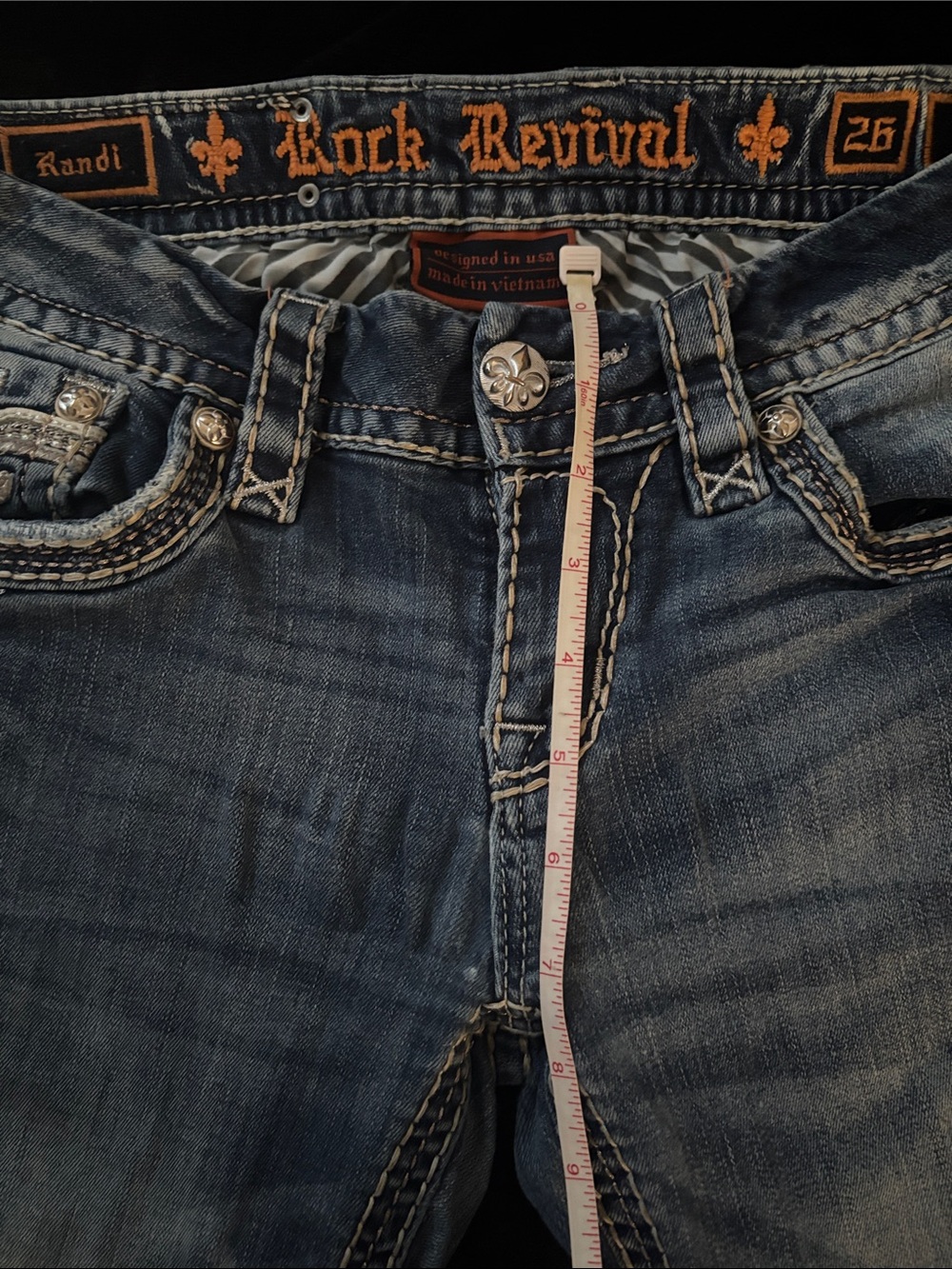 Rock Revival Women's Dark Blue Boot Cut Jeans with Contrast Stitching - Picture 4 of 4
